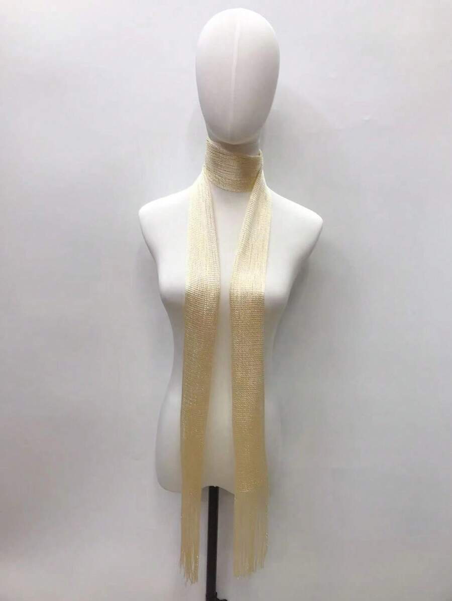 アクセサリー レディース スカーフ 1個 ファッショナブルで多用途な女性用ゴールドスレッドスカーフ拍卖