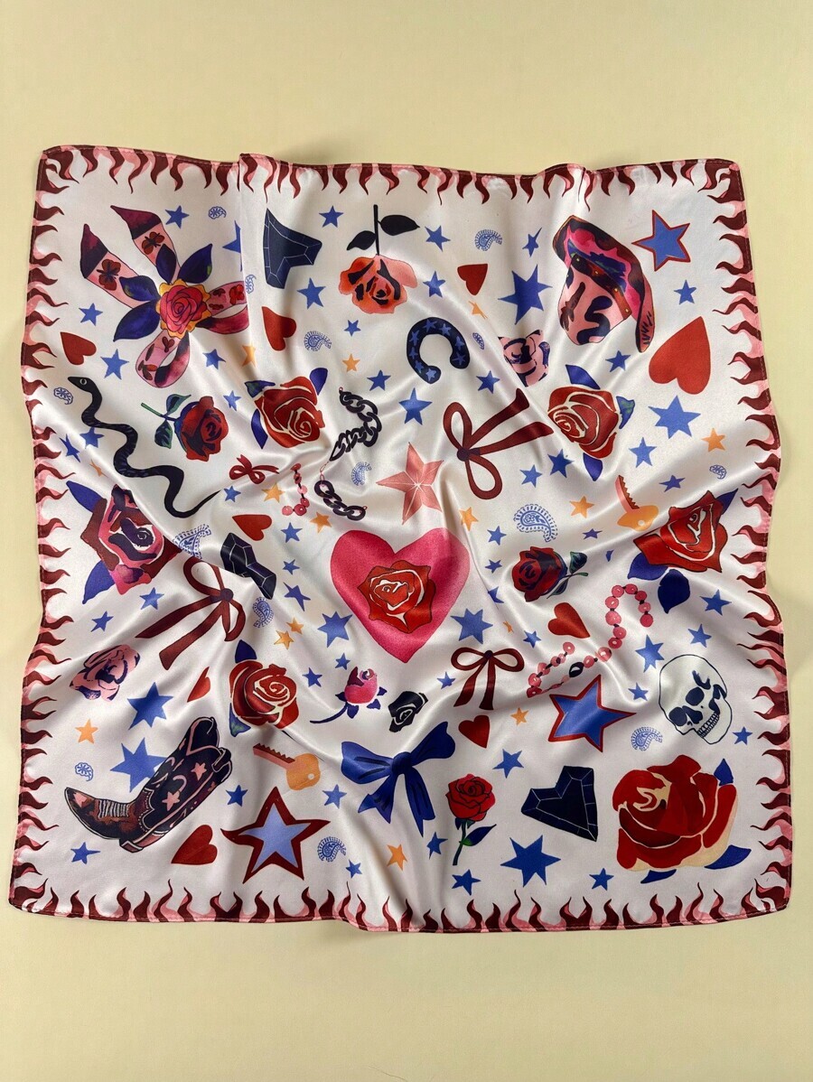 アクセサリー レディース スカーフ 1個 レディース 馬蹄 ウエスタンブーツ カウボーイハット ヘビ バラ柄 スカーフ 優雅なネッ拍卖