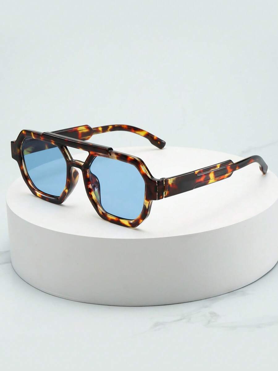 アクセサリー メンズ アイアクセサリー 1個 メンズ ダブルブリッジ スクエアフレーム ミニマリストスタイリッシュサングラス (運拍卖