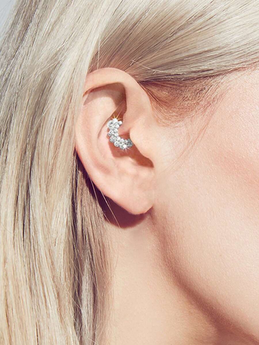 ジュエリー レディース イヤーアクセサリー 1個 S925 スターリングシルバー複列ラインストーンキュービックジルコニア鼻リング拍卖