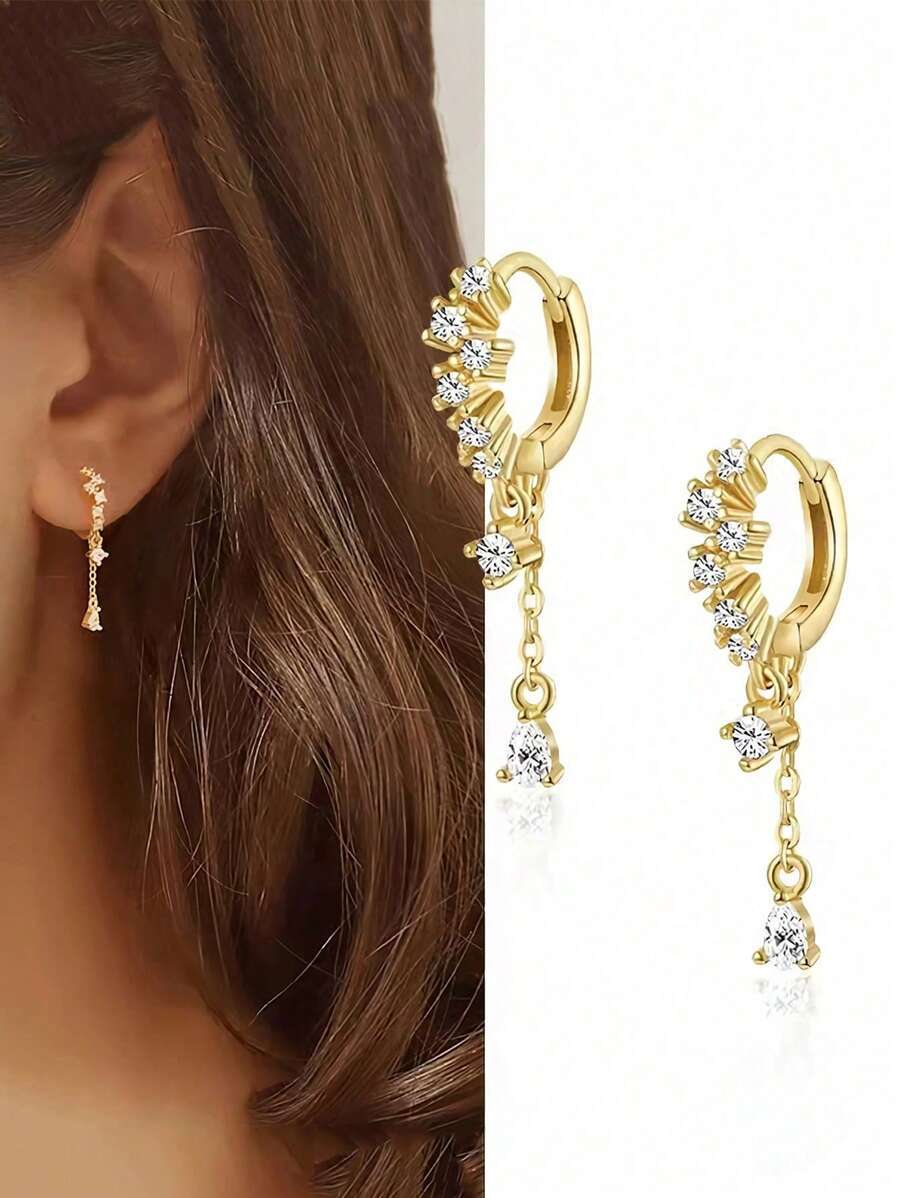 ジュエリー レディース イヤーアクセサリー 女性用 ラグジュアリー 豪華 ステーション リングタッセルピアス S925 スターリン拍卖