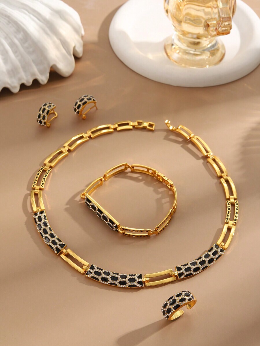 ジュエリー レディース セット アンティークブロンズ レトロ レディース ジュエリーセット ネックレス ブレスレット リング スネ拍卖