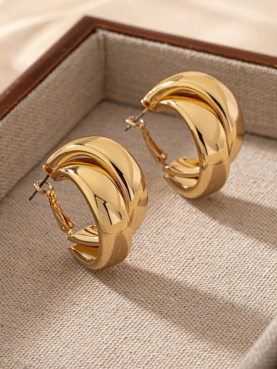 ジュエリー レディース イヤーアクセサリー 1ペア 女性の日常着用に適したファッショナブルな金メッキピアス拍卖