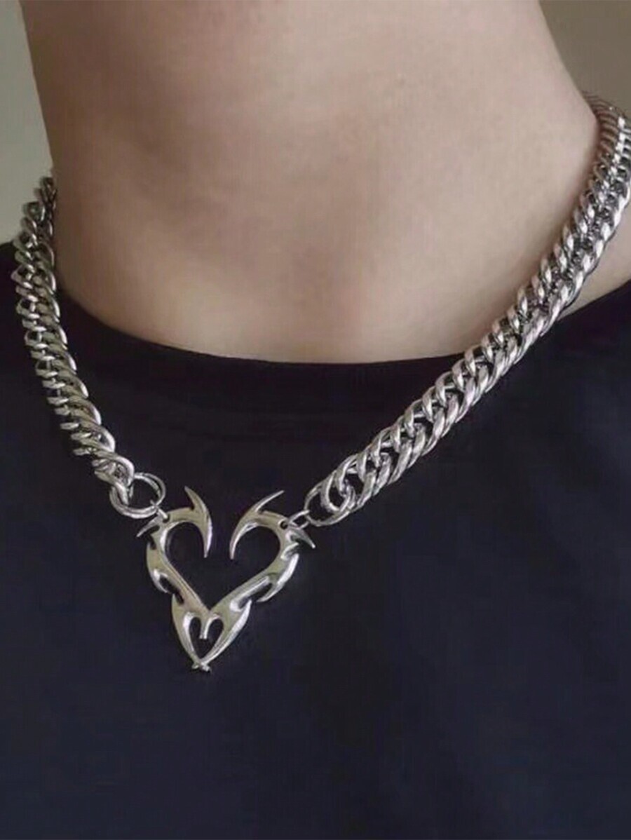 ジュエリー メンズ ネックレス 1個 シンプルなヨーロッパ&アメリカンスタイル フレーム トーテム & ハート型 パーソナライズド拍卖