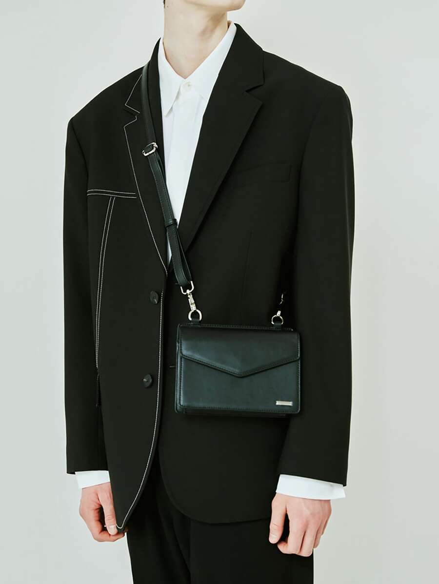 バッグ メンズ ショルダーパック 1個 ファッショナブルなミニマリスト正方形ショルダーバッグ 無地PU素材 デイリーユースに適して拍卖
