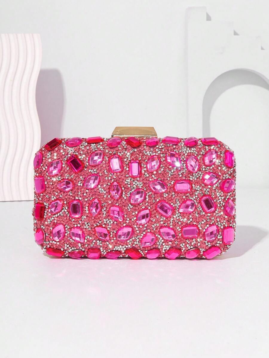 バッグ レディース ドレスバッグ ウーマンズ スタイリッシュ パーティードレスバッグ、輝くラインストーン クリスタルバッグ チェー拍卖