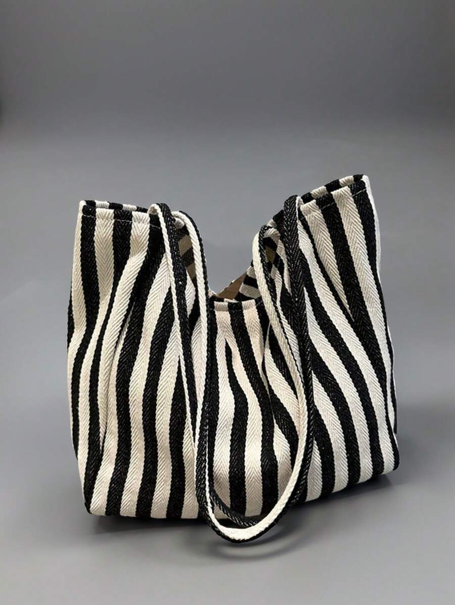 バッグ レディース トートバッグ レトロ風ストライプキャンバストートバッグ、大容量で多用途、仕事、学校、外出に最適、スクールバッグ拍卖