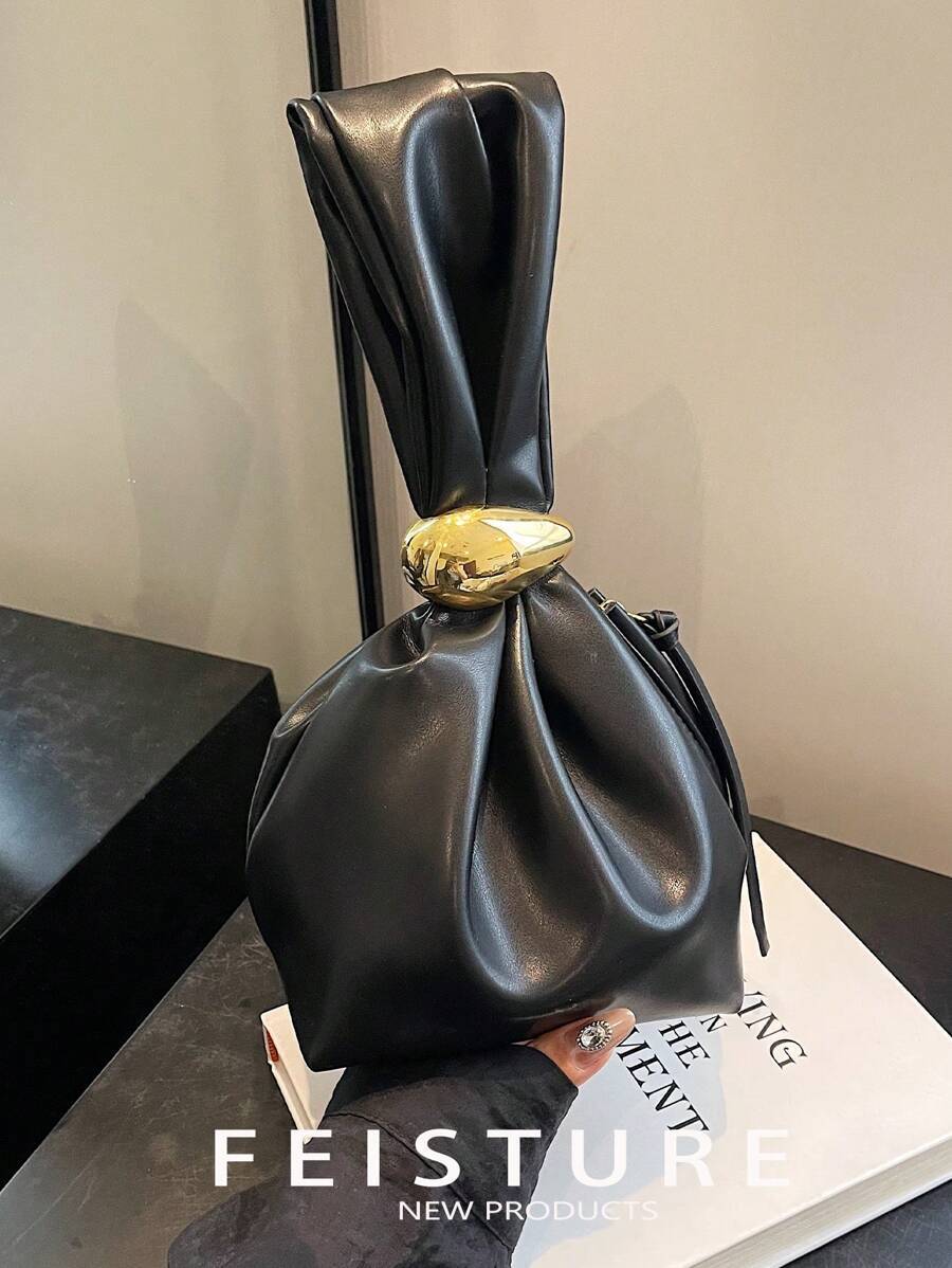 バッグ レディース ハンドルバッグ 1個 レディースPUレザーしわ加工クラウドシェイプハンドバッグ、女の子、レディース、大学生、若拍卖