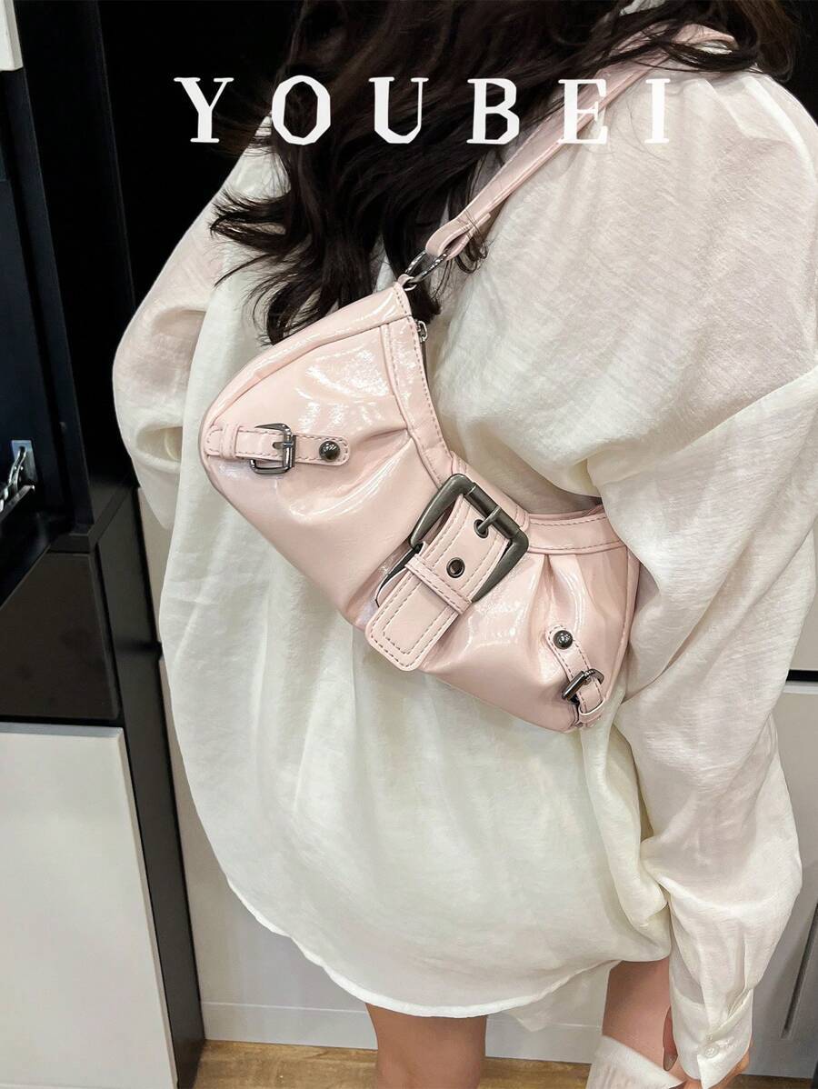 バッグ レディース ショルダーバッグ レトロバイカーデザインの装飾スタッズ付き女性用ショルダーバッグ 1個入り、調節可能なストラッ拍卖