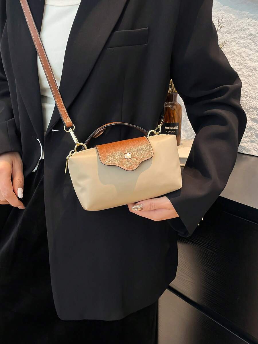 バッグ レディース ショルダーバッグ ファブリック&ナイロン製 カジュアルクロスボディバッグ、マグネットボタン 餃子型ハンドバッグ拍卖