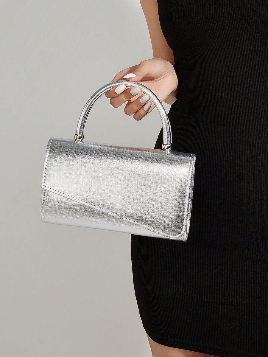 バッグ レディース ハンドルバッグ レディース ファッショナブルなクラッチバッグ、メタリックデコレーション、フラップ式クロージャー拍卖