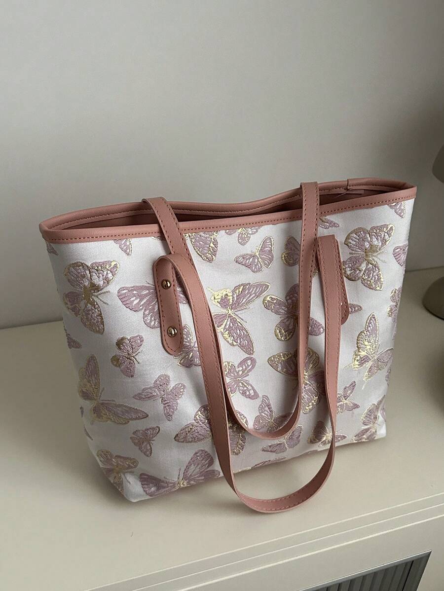 バッグ レディース トートバッグ カラーブロック 刺繍リボンハンドバッグ、ミニマリストバケーション ショルダートートバッグ、ショッ拍卖