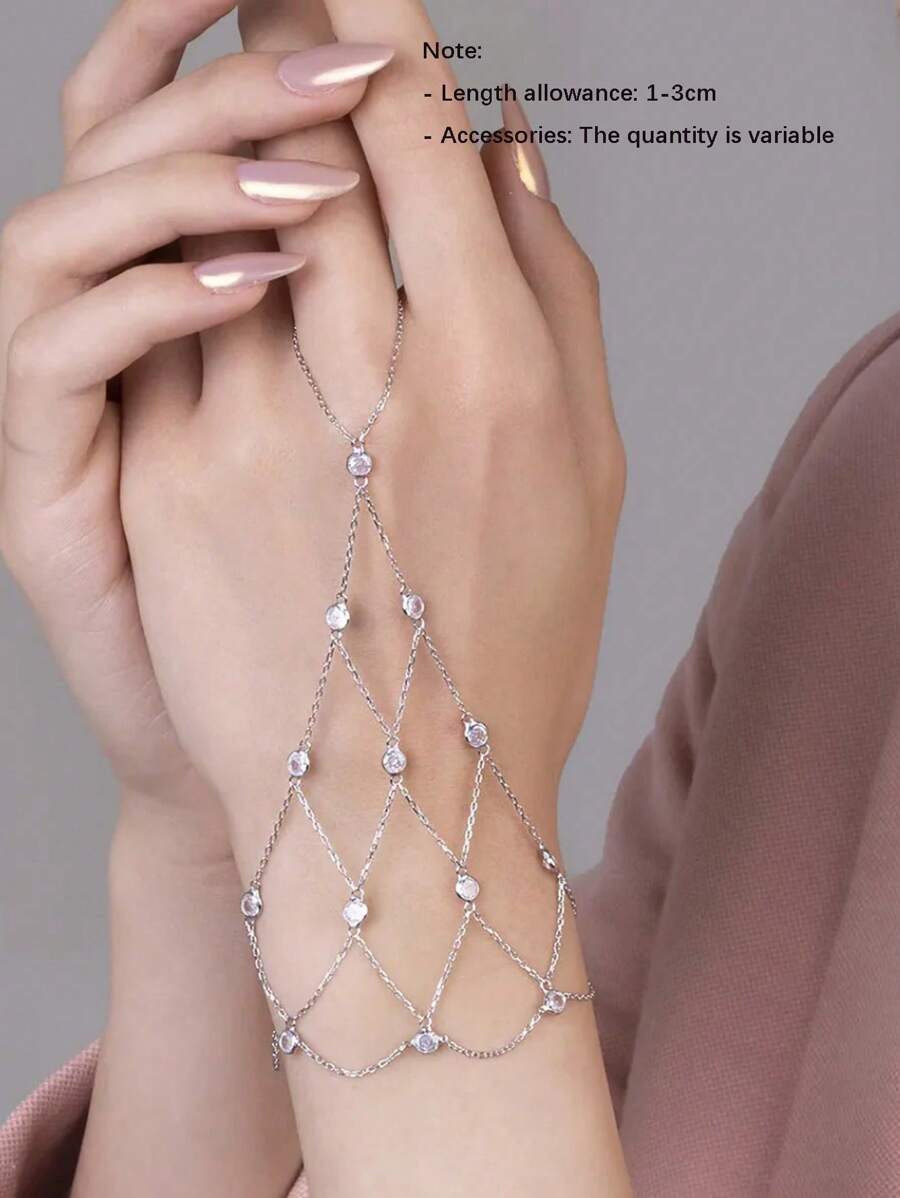 ジュエリー レディース ブレスレット ミトン ラインストーンネットフィンガーチェーン、ファッショナブル、ユニークデザイン、多用途、拍卖