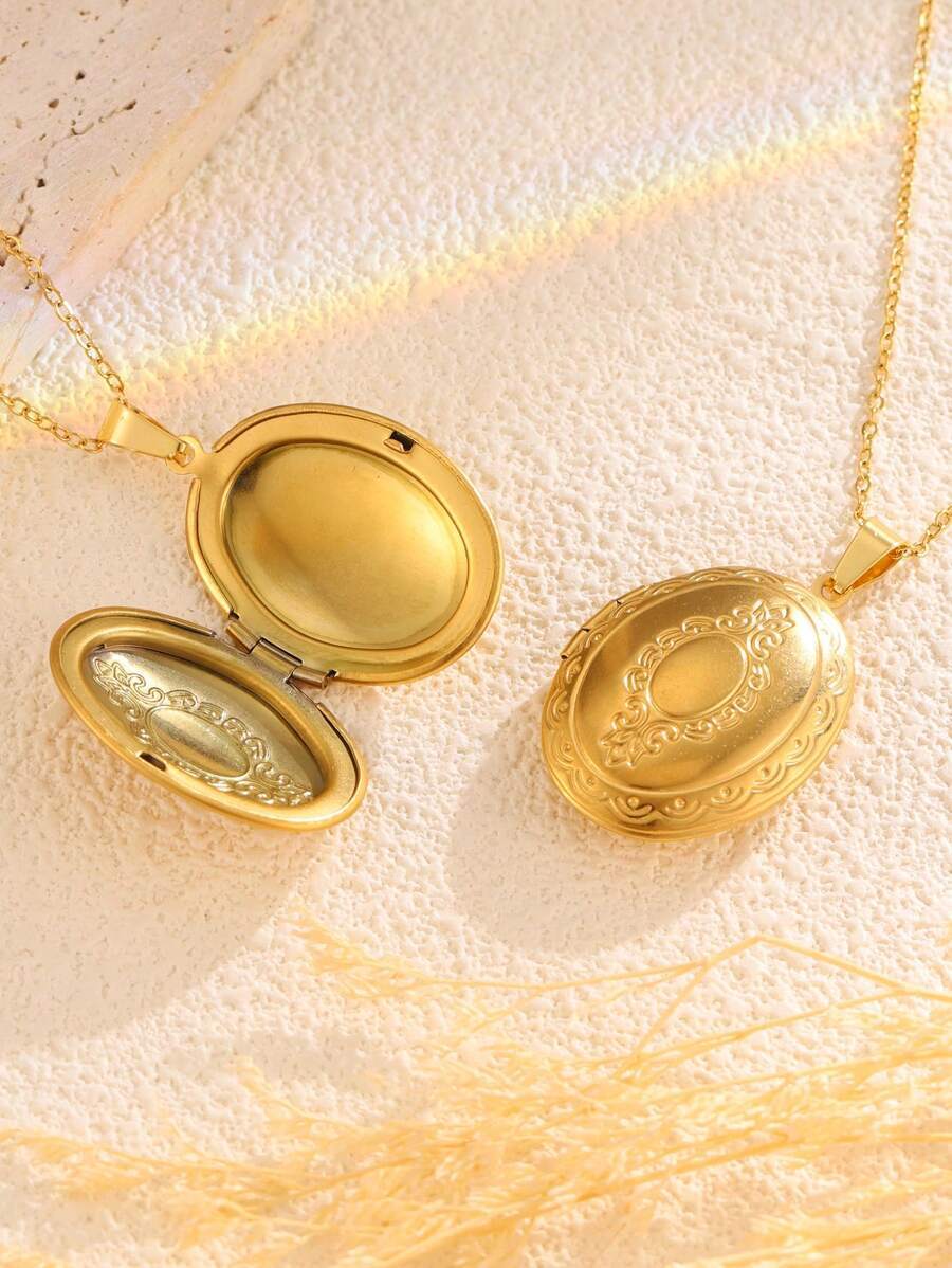 ジュエリー レディース ネックレス ペンダント 1個 ステンレススチール製 パーソナライズ ハート型装飾 ロケット ネックレス、デ拍卖