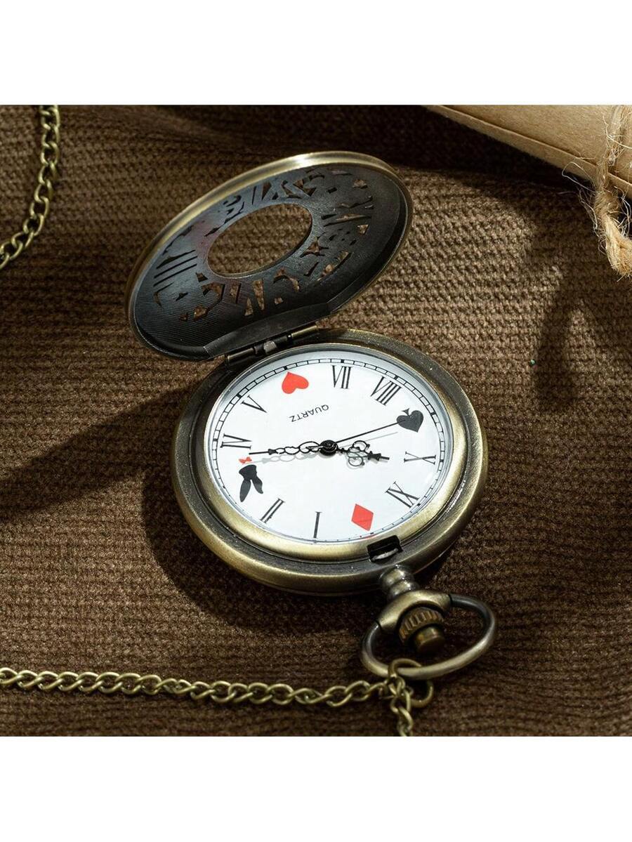 腕時計 懐中時計 新作 中空フラワーラビット トランプ ペンダントポケットウォッチチェーン アップグレード、レトロスタイル、素材、拍卖