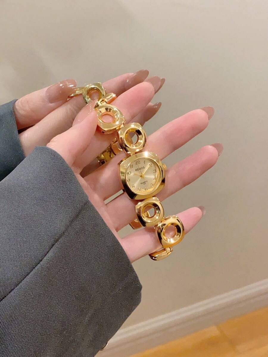 腕時計 レディース クォーツ 1個 レディース ゴールド ラウンド 個性化 腕時計 シンプル、小さな文字盤 雰囲気的、ファッショナ拍卖