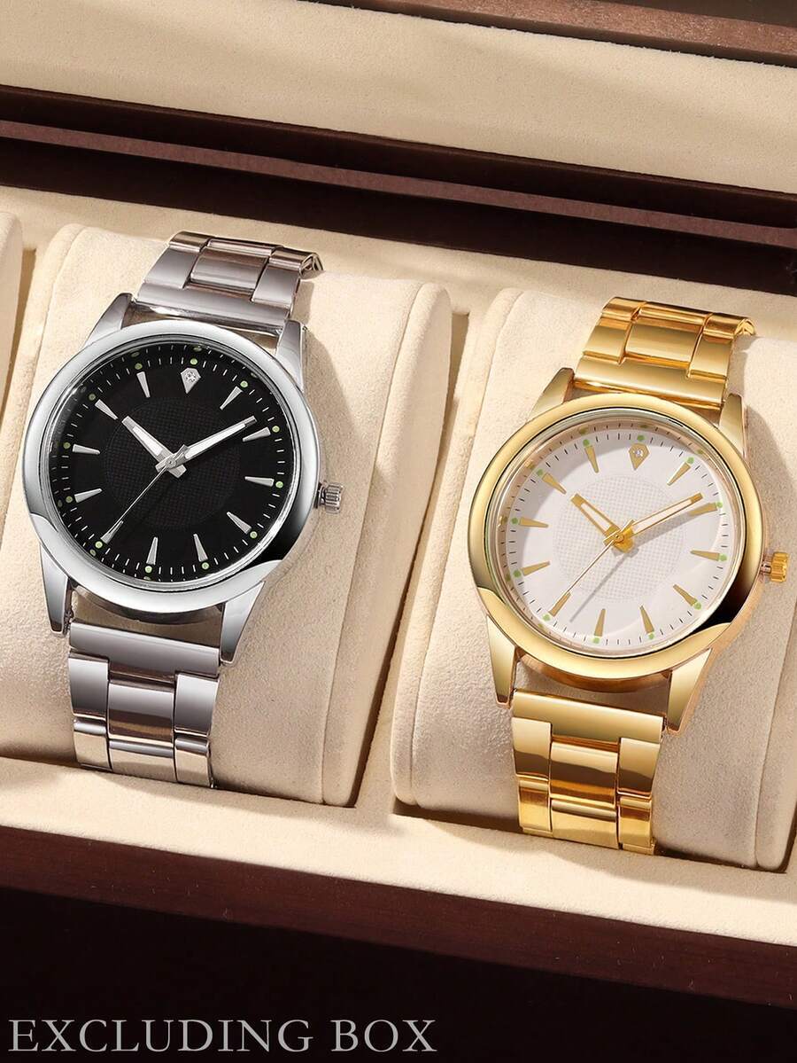 腕時計 レディース セット 2個 ミニマリスト ラグジュアリー メタルストラップ 腕時計、シンプルカジュアル クォーツ 腕時計、ブ拍卖
