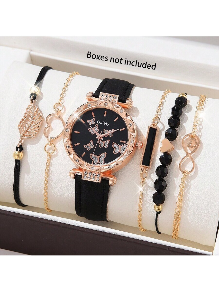 腕時計 レディース セット 6個セット レディース腕時計 カジュアル ファッショナブル レディース PUレザーバンド クォーツ式腕拍卖