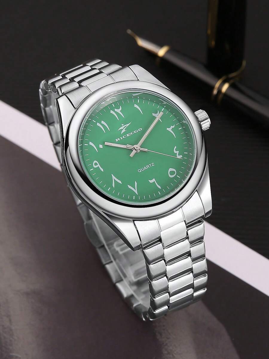 腕時計 メンズ クォーツ 1個 メンズファッションカジュアル シルバースチールバンド腕時計、アラビア数字ダイヤル、クォーツ式、デイ拍卖