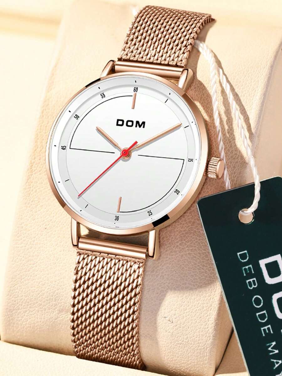 腕時計 レディース クォーツ 1個 レディース ローズゴールド ステンレススチールバンド ファッション エレガント クォーツ腕時計拍卖