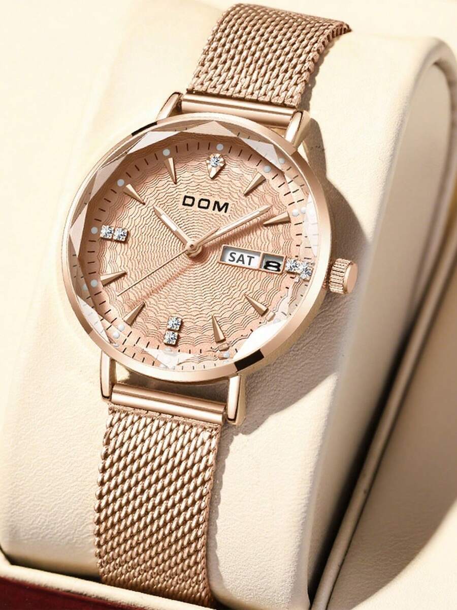 腕時計 レディース クォーツ 1個 レディース ローズゴールド ステンレススチールバンド ファッション エレガント クォーツ腕時計拍卖