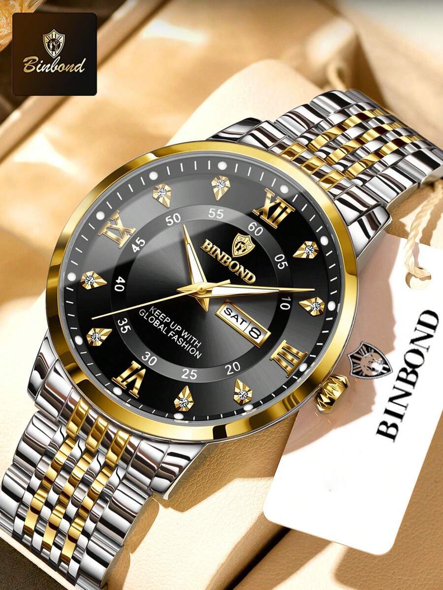 腕時計 メンズ クォーツ トップブランド 高級メンズ腕時計 防水 ルミナス 日付 曜日 ステンレススチール クォーツ メンズウォッ拍卖