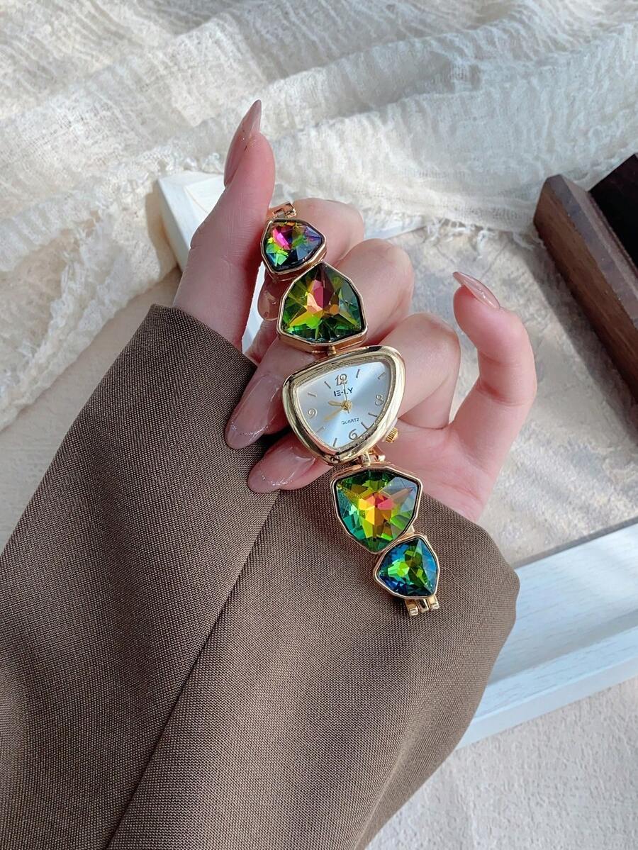 腕時計 レディース クォーツ 1個 女性用 ゴールド 装飾的ポリゴン スーパーフラッシュ パーソナライズ ウォッチ 小さな文字盤拍卖