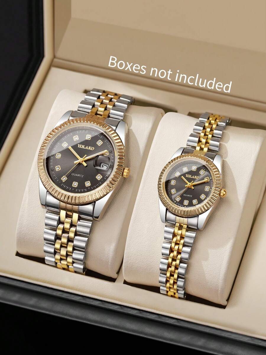 腕時計 ペアウォッチ ファッションカップルウォッチ2個セット、ミニマリストダイヤモンド彫刻ダイヤル クラシッククォーツ腕時計、時計拍卖