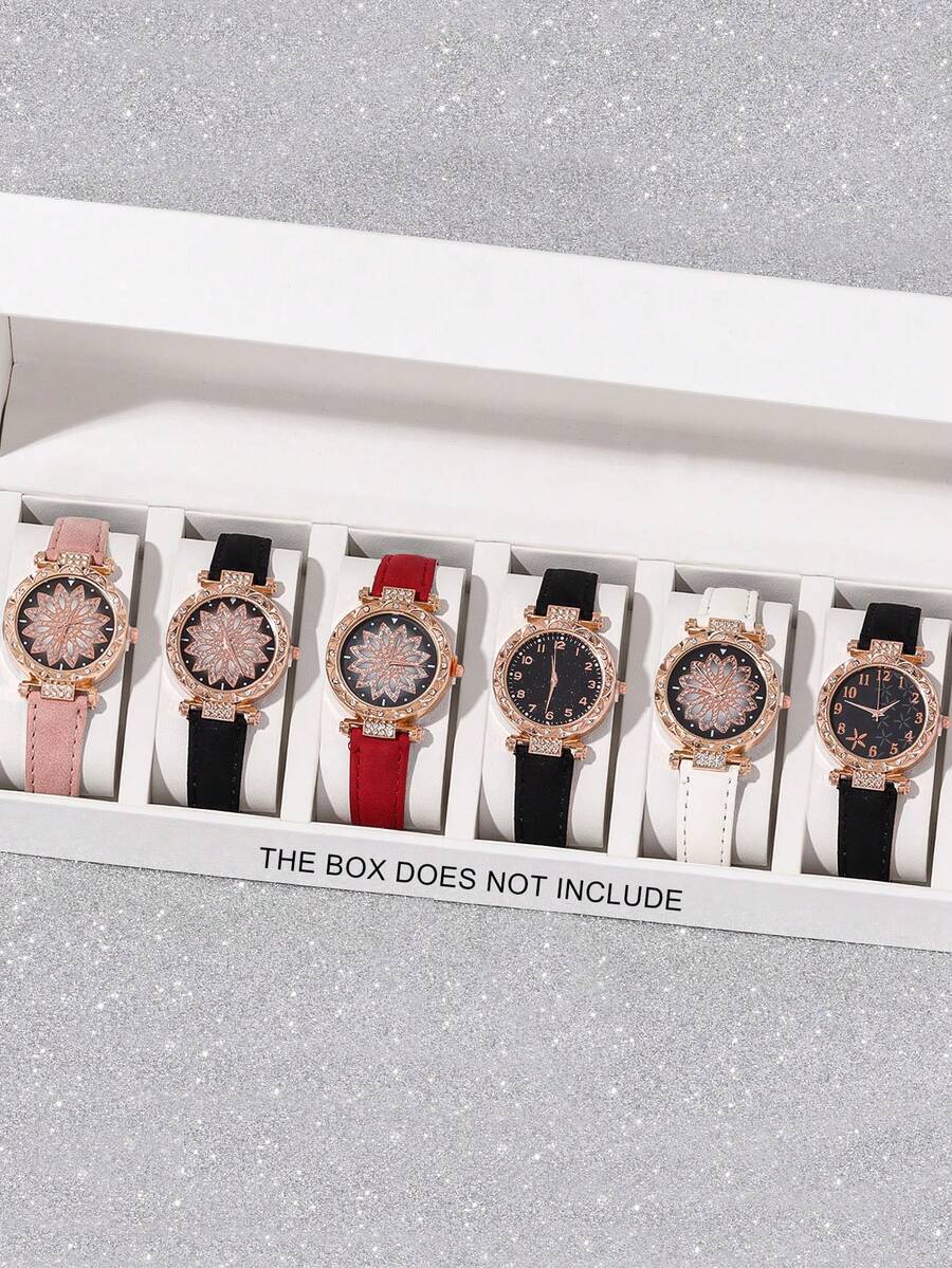 腕時計 レディース セット 女性用ベルト付き6点セット クォーツ腕時計 グラデーション文字盤 カジュアル ギフトに最適 誕生日 祭拍卖