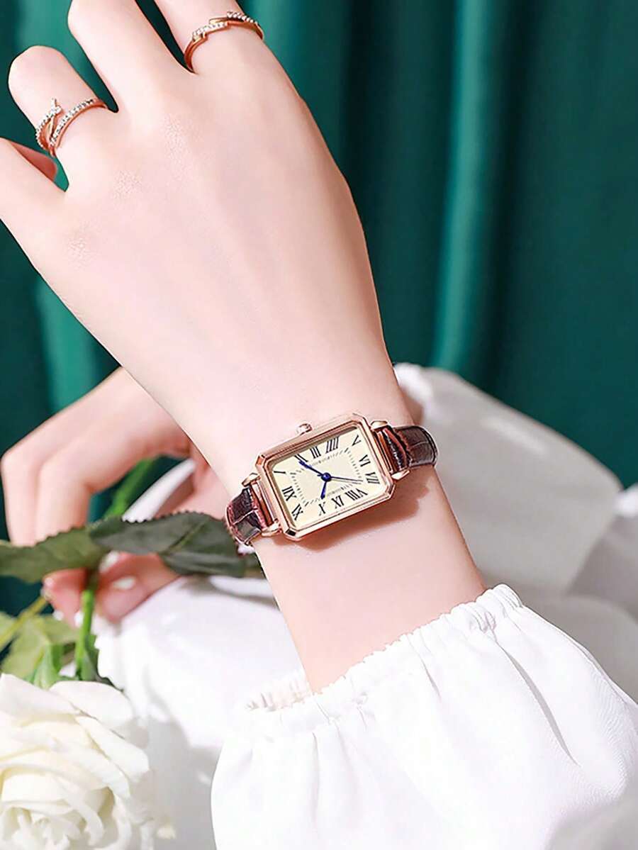 腕時計 メンズ クォーツ 1個 クラシックスクエア レトロ クォーツ メンズ腕時計 ブラックストラップ、ビジネススタイル ホリデー拍卖