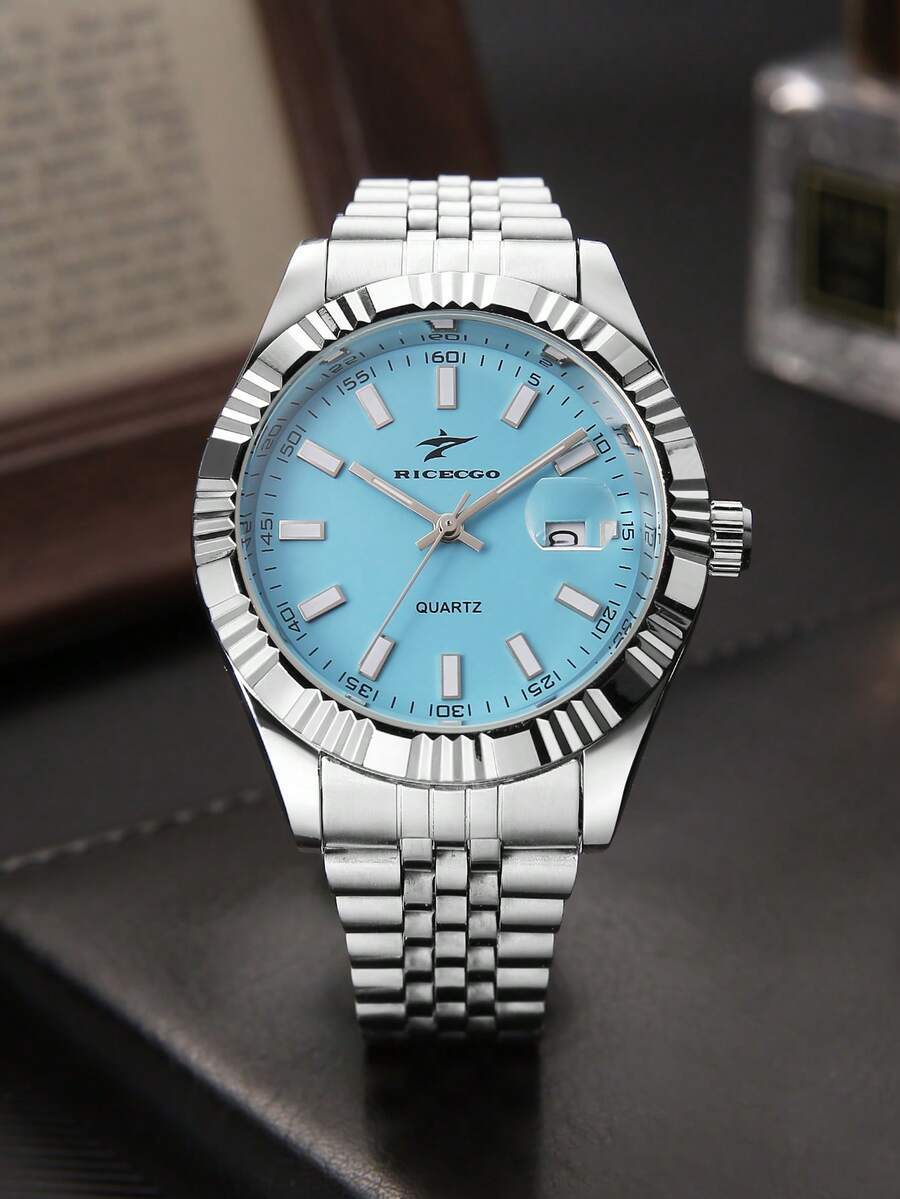 腕時計 メンズ クォーツ 1個 メンズビジネスファッション クォーツ腕時計、シルバーステンレスストラップ、日付表示、夜光針、デイリ拍卖