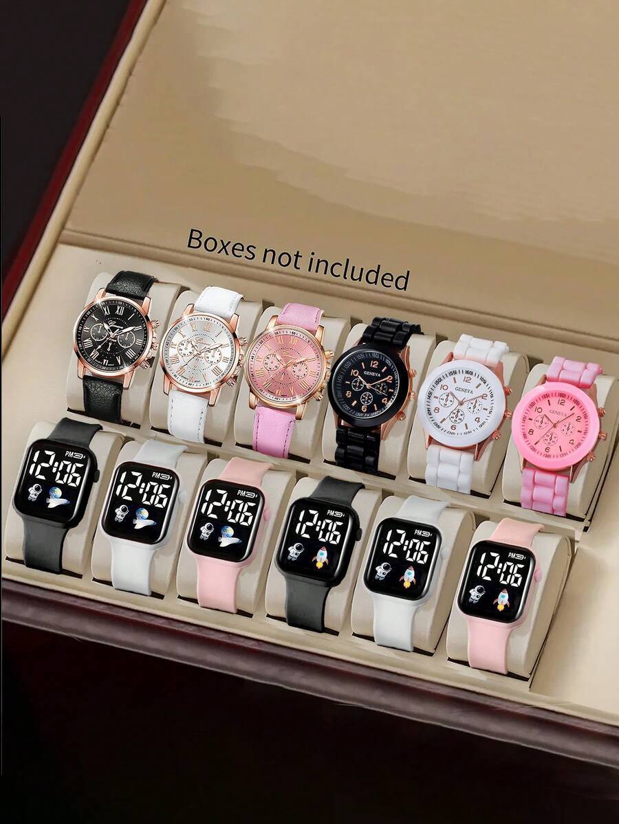 腕時計 メンズ セット 12個 アソートカラー&スタイル メンズアーティスティック腕時計、バレンタインデーギフト、アナログデジタル拍卖