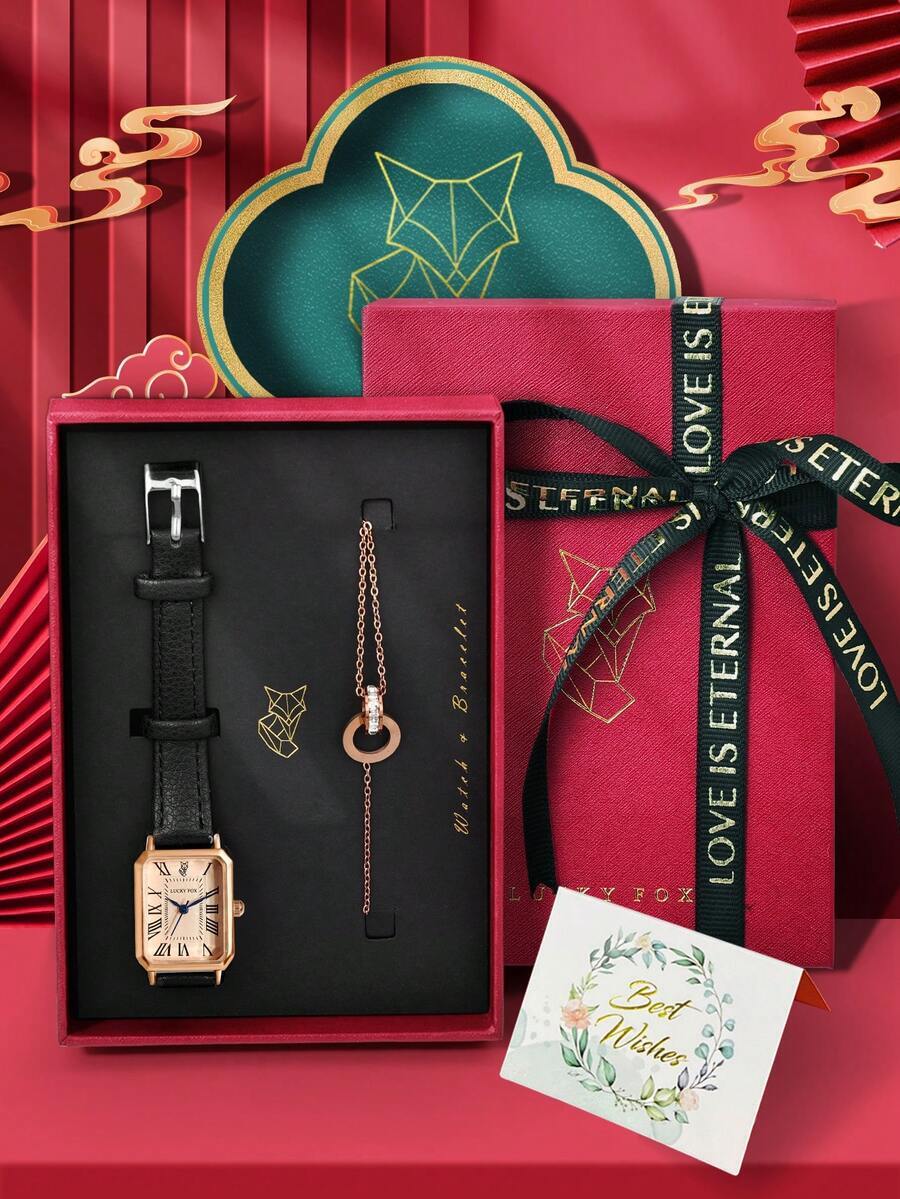 腕時計 レディース セット 1個 クォーツ腕時計 ブレスレット付き、ミニマリスト カジュアル ビンテージ ビジネススタイル 亜鉛拍卖