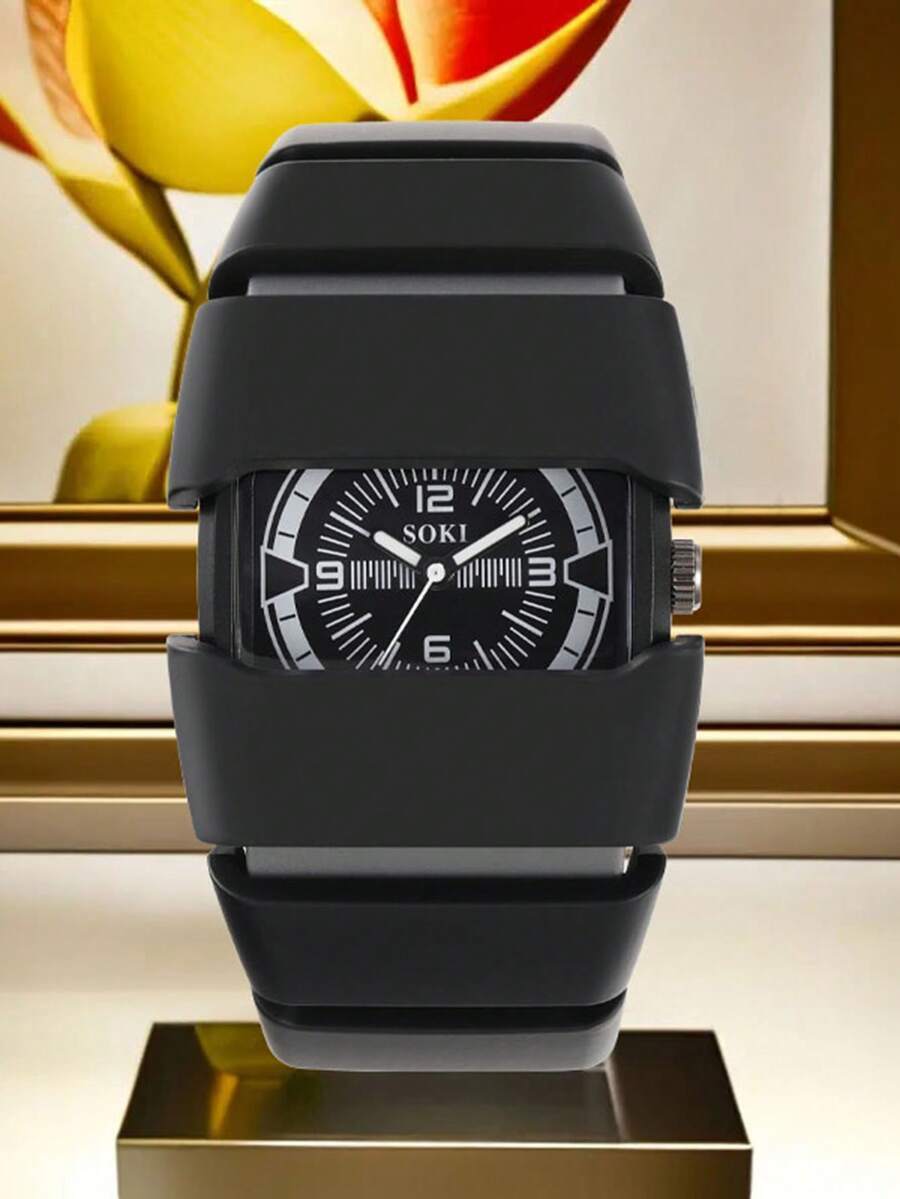 腕時計 メンズ クォーツ 1個 レトロ調の腕時計、男女兼用、蓄光デジタルバーインデックスダイヤル、スタイリッシュ、ニッチ、ユニーク拍卖