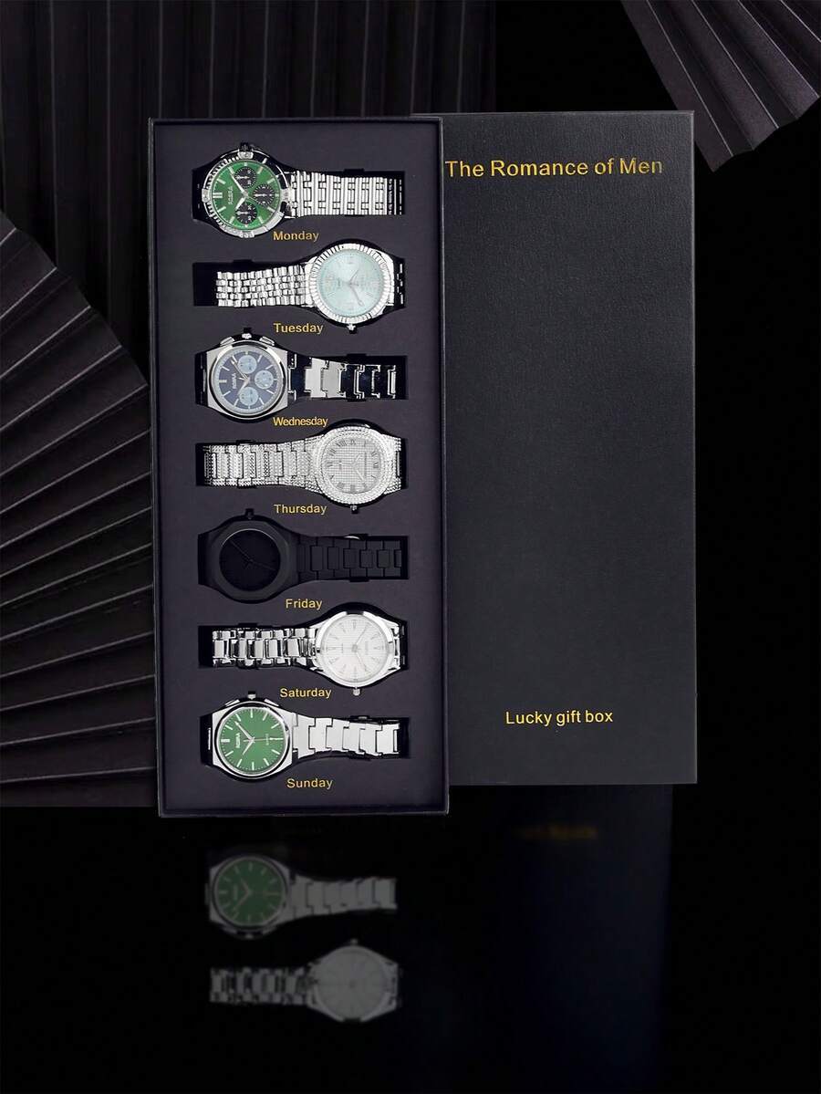 腕時計 メンズ セット 1箱 7個入り アソートロマンチック腕時計 メンズ レディース、カジュアル ビジネス スポーツ クォーツ拍卖