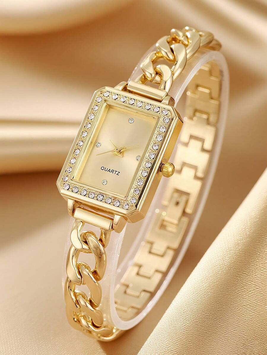 腕時計 レディース クォーツ 女性用チェーン付き腕時計 - ゴールドバンド ゴールドダイヤル | スリークでタイムレス、磨き上げら拍卖