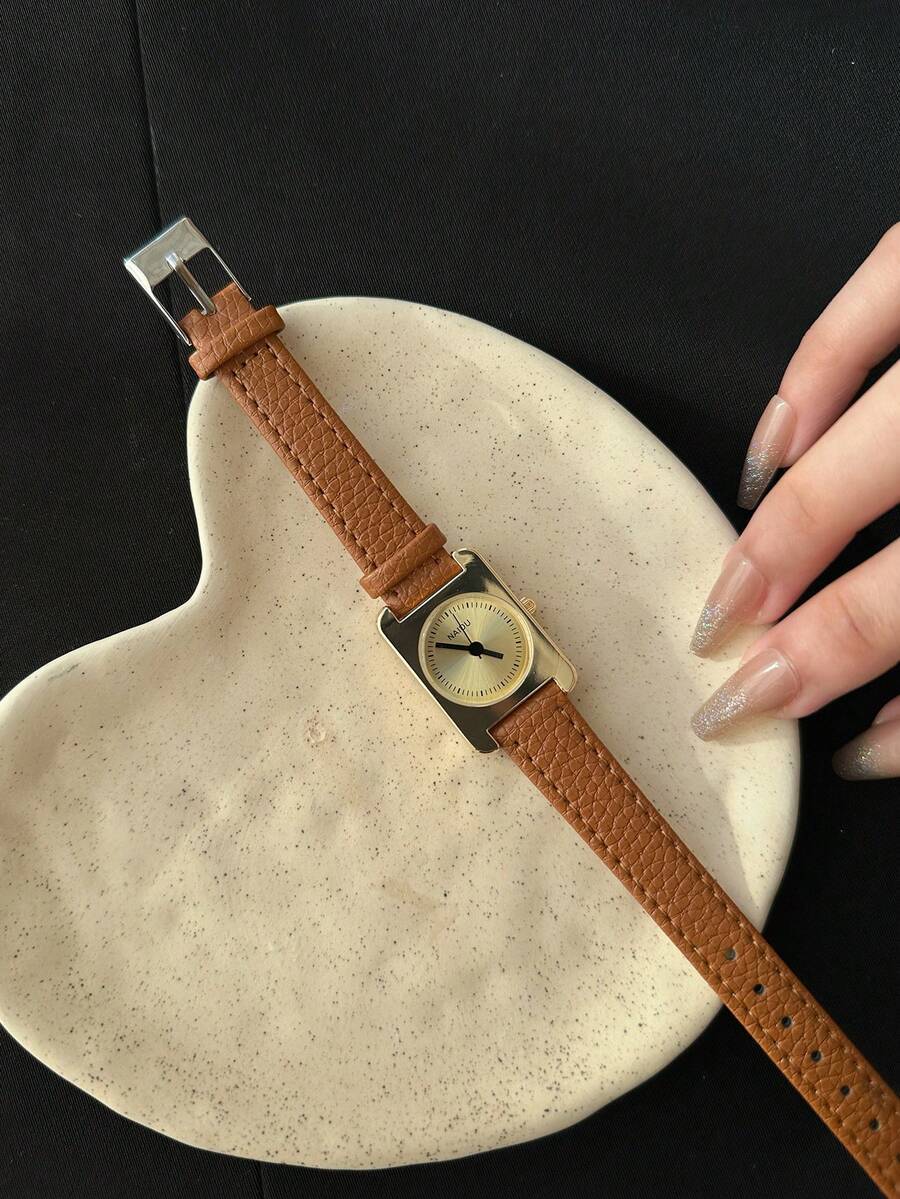 腕時計 レディース クォーツ 1個 ブラウン/ブラック スクエア レディース クォーツ腕時計 ファッションカジュアルウォッチ ブレ拍卖