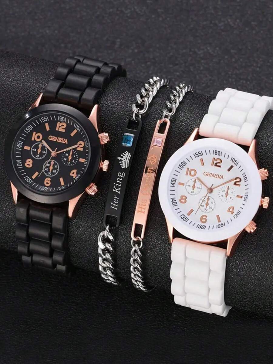 腕時計 レディース セット 4個入り レディース スポーツカジュアル 腕時計、レディース クォーツ 腕時計、アラビア数字マーカー付拍卖