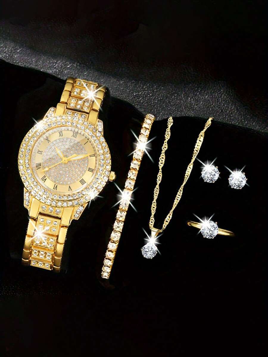 腕時計 レディース セット バレンタインデーの女性への贈り物 6点セット カジュアル レディース クォーツ腕時計 ブレスレット ネ拍卖