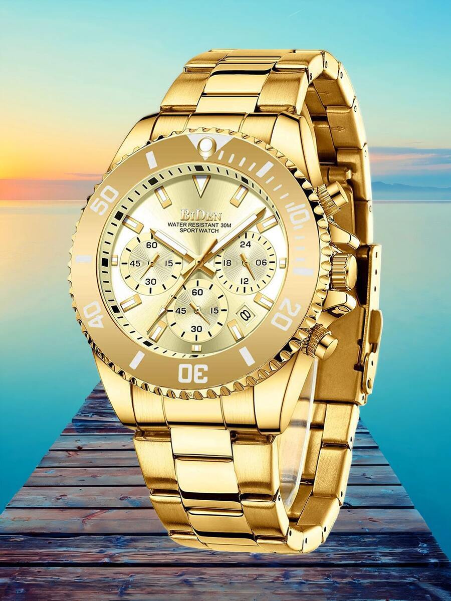 腕時計 メンズ クォーツ ダイバー クォーツ マルチファンクション メンズ腕時計、ルミナス、防水、日付表示、ステンレススチールバン拍卖