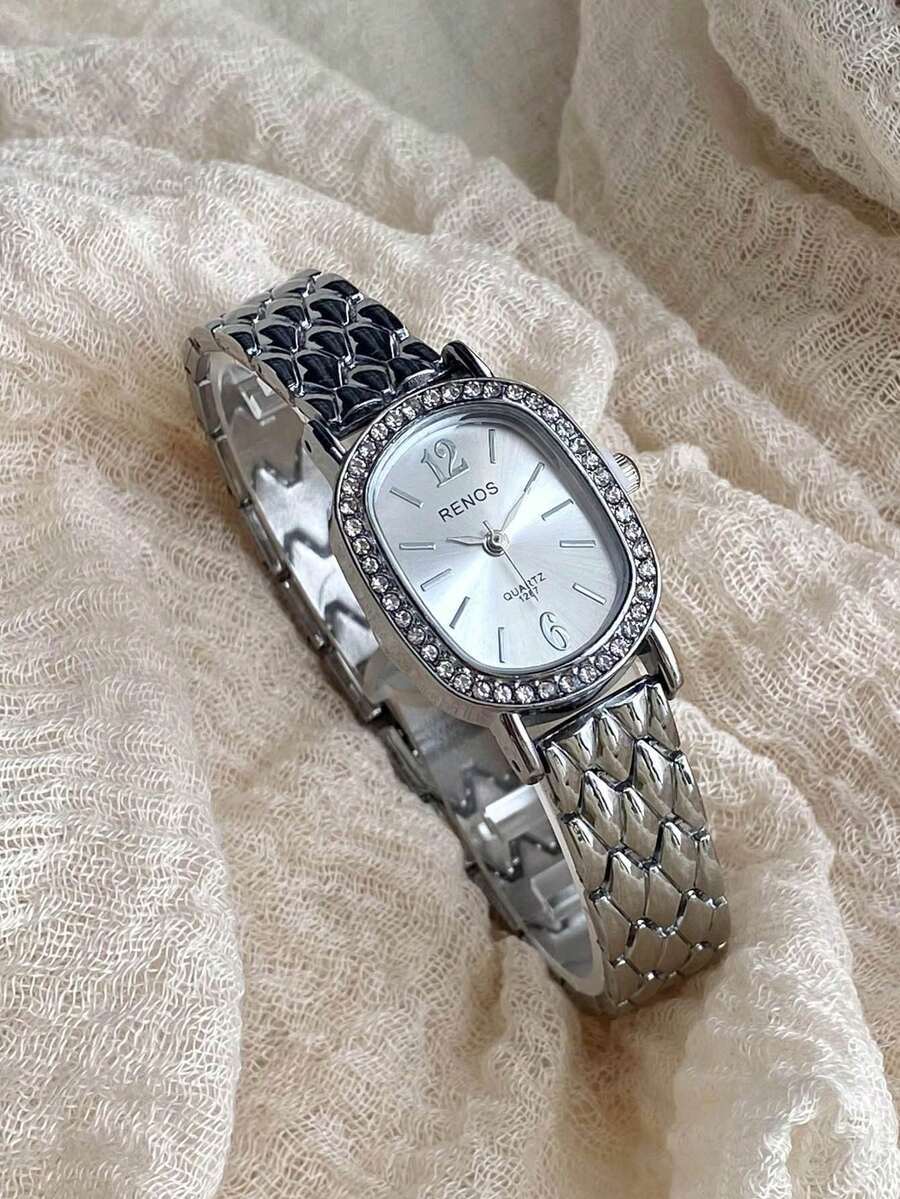 腕時計 レディース クォーツ 1個 レディース オーバル型ダイヤル ゴールド-シルバー ステンレススチールバンド クラシックビジネ拍卖