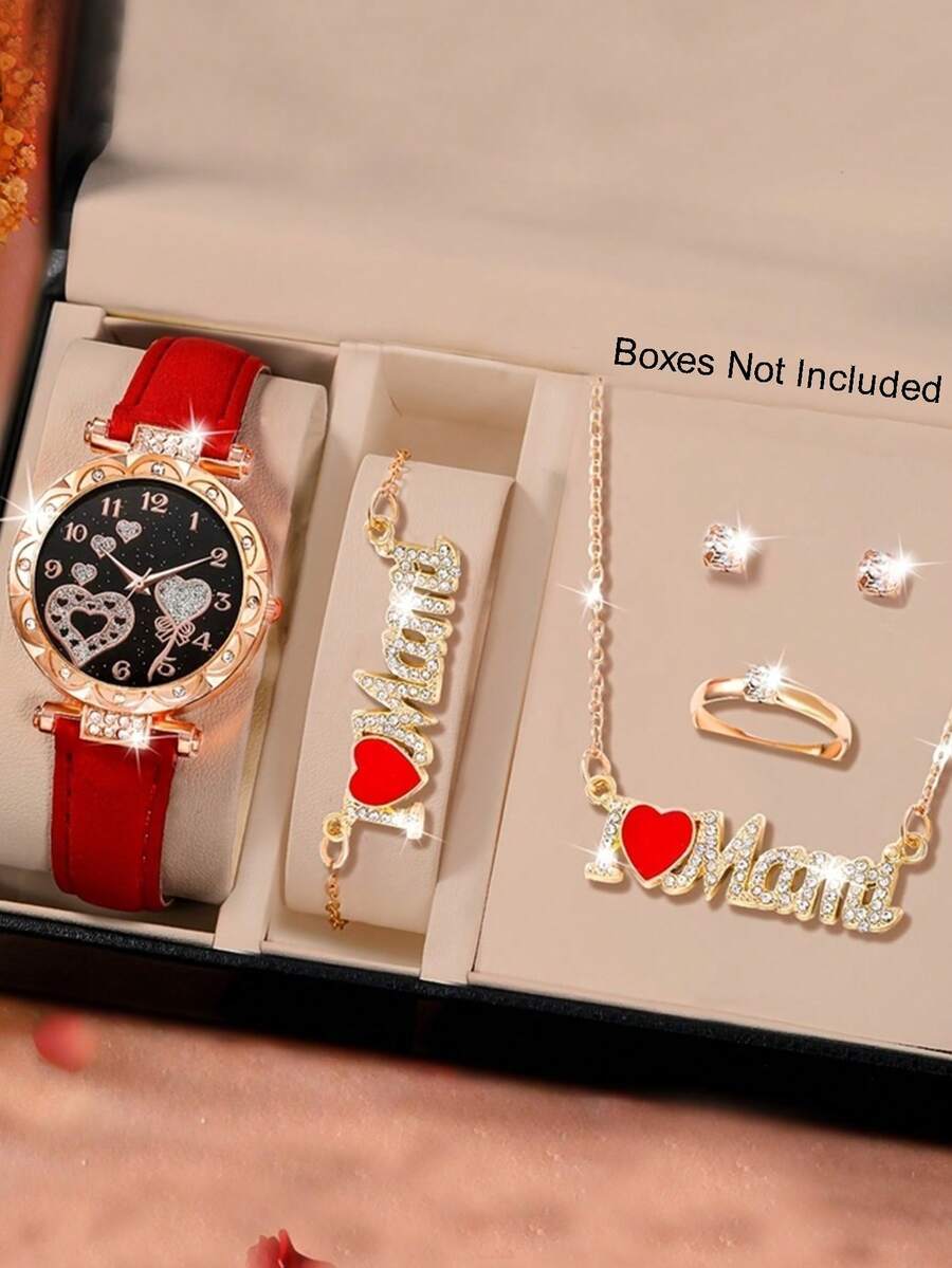 腕時計 レディース セット エレガントでゴージャスな女性用腕時計 6個セット、美しいフローラル ダイヤル、快適なPU ストラップ、拍卖