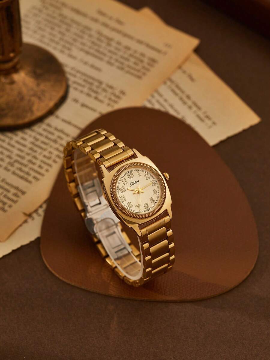 腕時計 レディース クォーツ 1個 女性用ファッション アーティスティック エレガントなレトロミニマリストスモールラインストーンダ拍卖