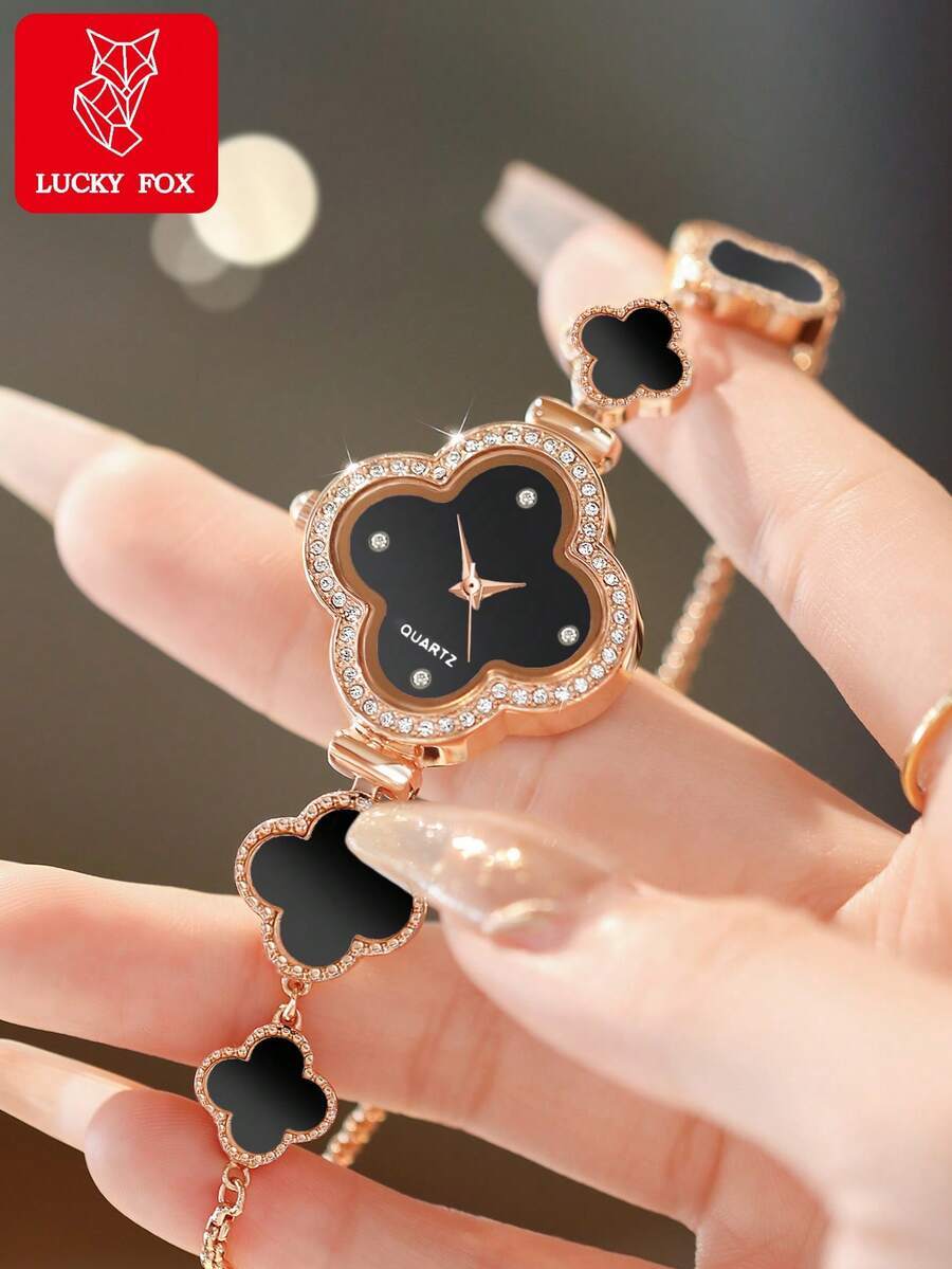 腕時計 レディース クォーツ 1個 レディース繊細なブレスレット付き腕時計、ラインストーン装飾ダイヤル、クォーツムーブメント、デ拍卖