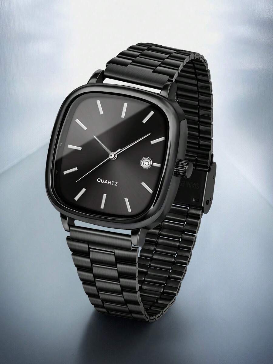 腕時計 レディース クォーツ 1個 クォーツ腕時計、ミニマリスト ヴィンテージ スチールバンド 小さな四角ダイアル カレンダー、拍卖