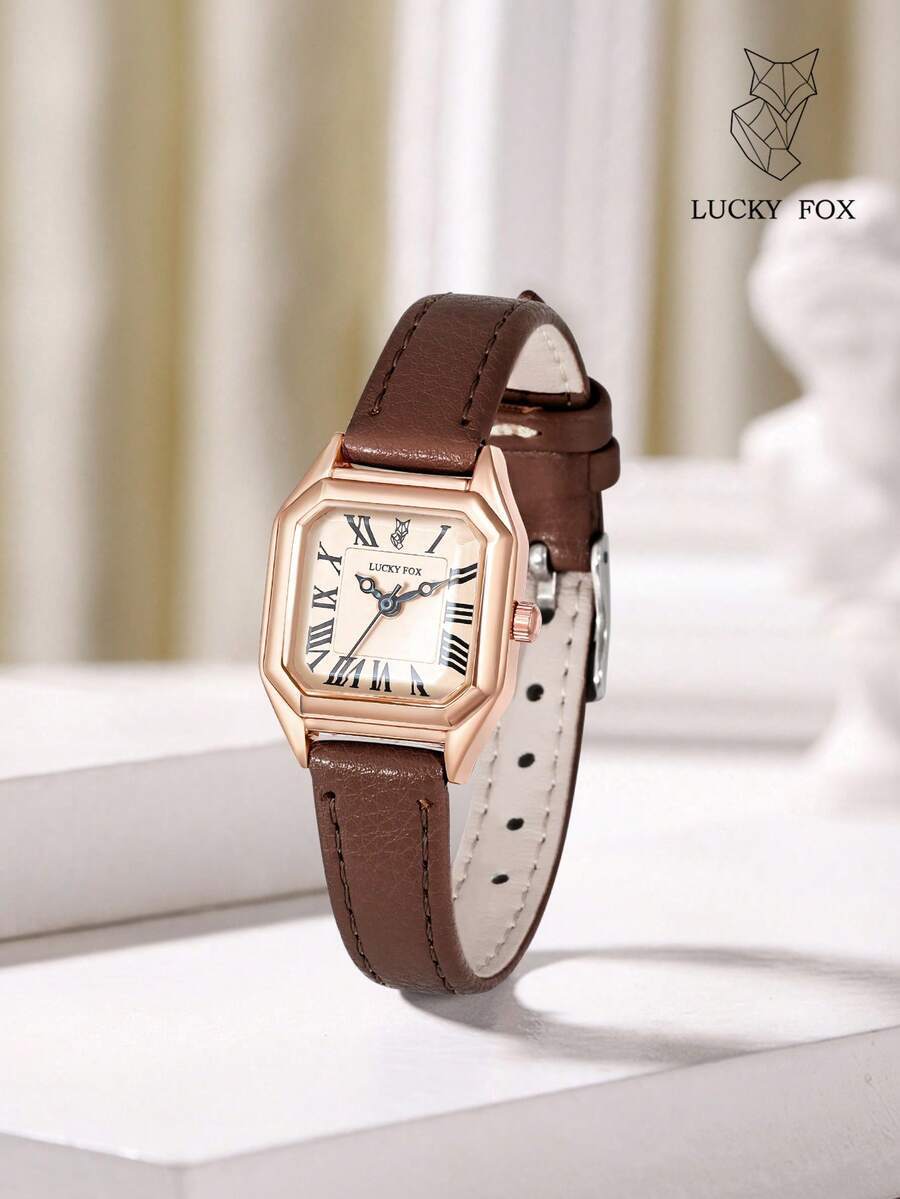 腕時計 レディース クォーツ レディース レトロ 高級 ミニマリスト スクエアダイヤル クォーツ 腕時計 レザーストラップ 1個、拍卖