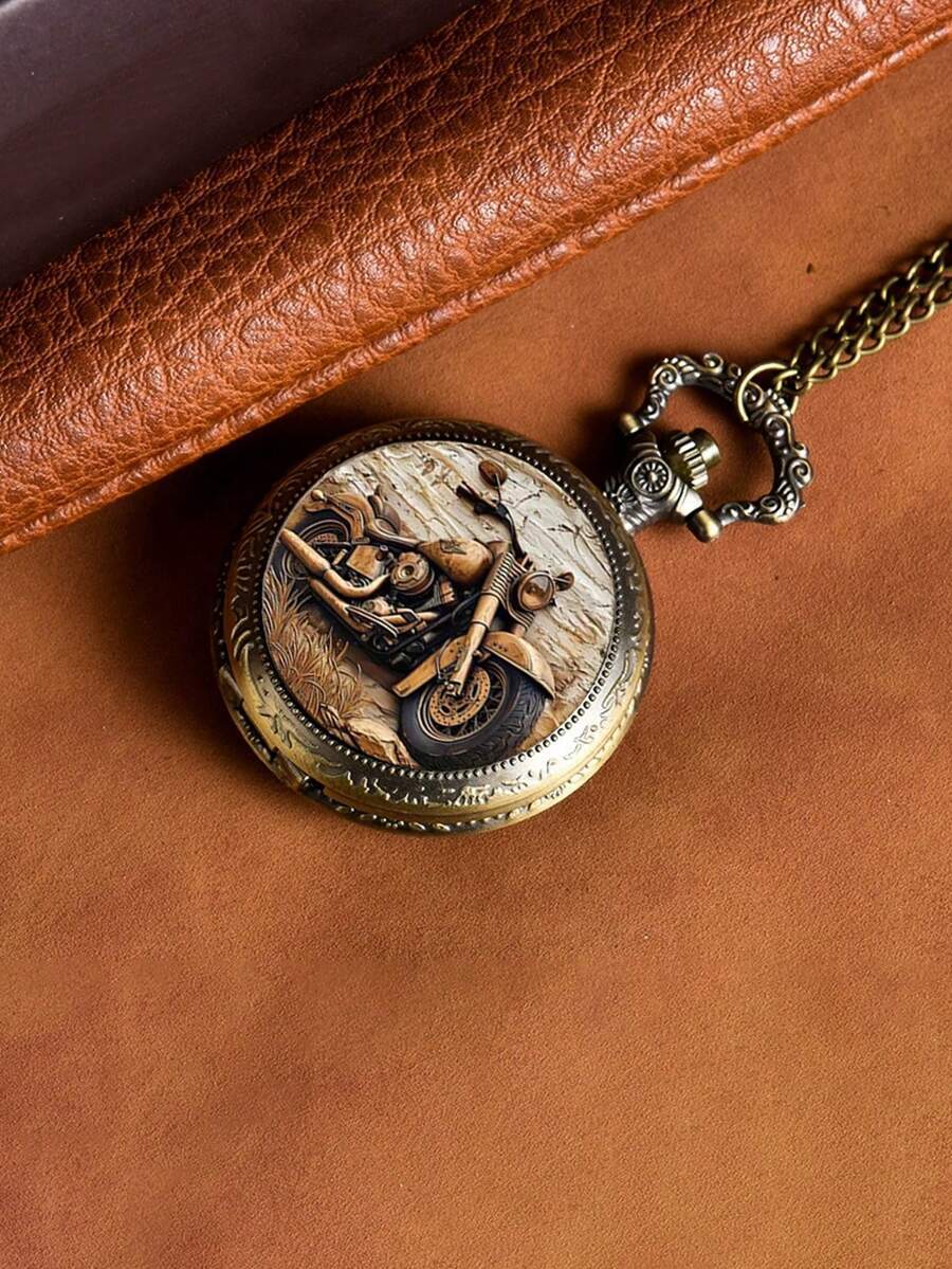 腕時計 懐中時計 アンティークブロンズ ビンテージ草とオートバイのケース 1個、カジュアルでスタイリッシュなローマングラスポケット拍卖