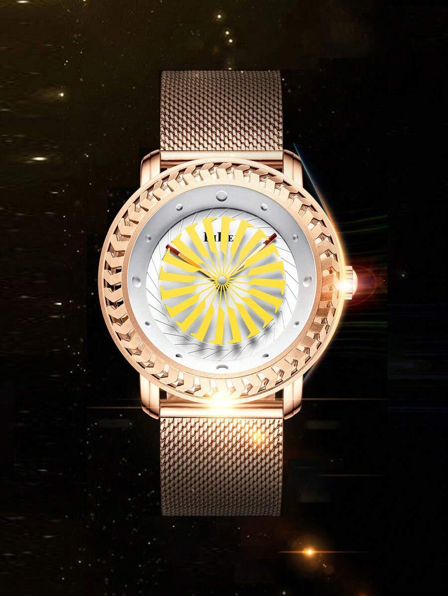 腕時計 レディース クォーツ 女性用腕時計、創造的にデザインされたレディースファッション腕時計、個性的な風車型秒針、大きな文字盤の拍卖