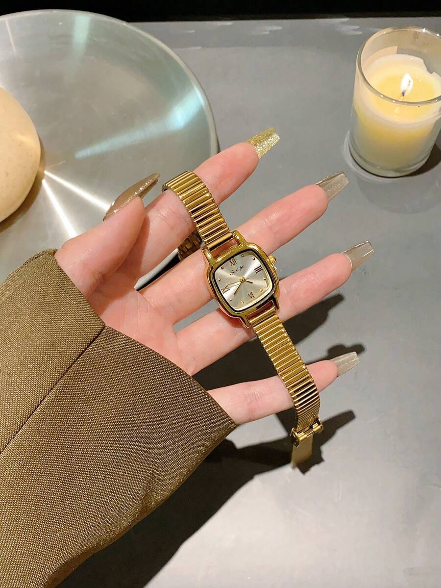 腕時計 レディース クォーツ 1個 小型 ゴールド/シルバー ヴィンテージ高級レディース腕時計、ファッション ミニマリスト エレガ拍卖