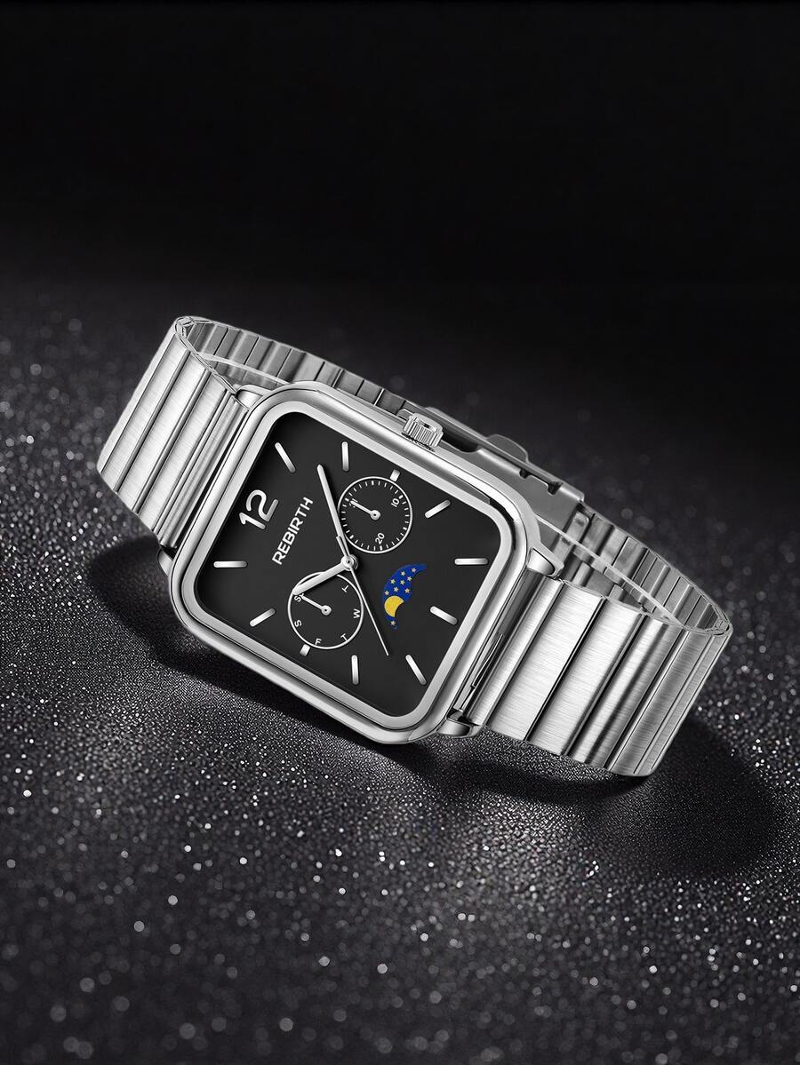 腕時計 メンズ クォーツ 1個 メンズカジュアルファッションクラシックステンレススチールバンド クォーツ腕時計、デイリーウェアに適拍卖